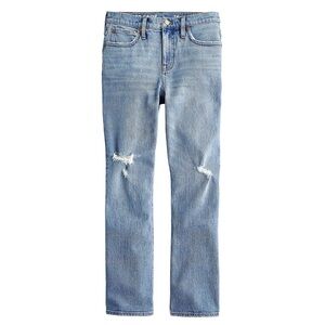 J.Crew Billie Demi Boot Cropped Ankle Jeans Size 26 Kick Flare Distressed Denim